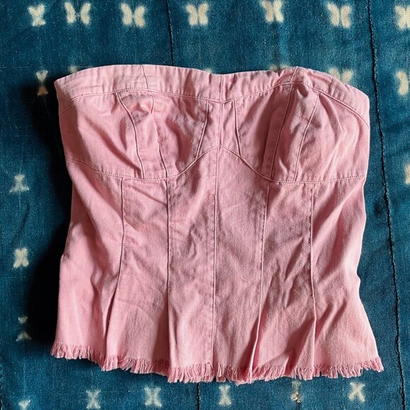 Free People Tops | Pink Corset Strapless Top Sz M | Color: Pink - Picture 1 of 5